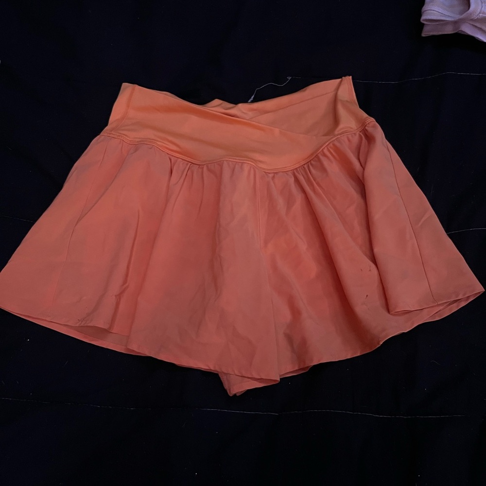 orange skirt with built in shorts